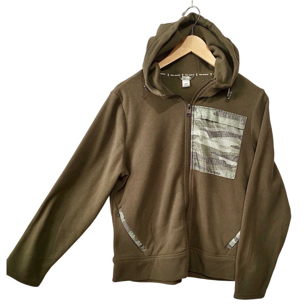 Free Country Fleece Hooded‎ Jacket Womens Size M Camo Pocket
